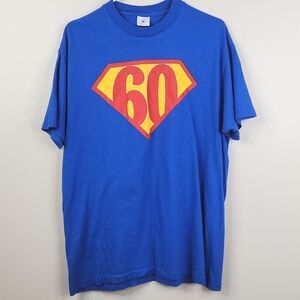 Vintage 80s Delta 60 Superman Logo Single Stitch Crew Neck Short Sleeve Tee L
